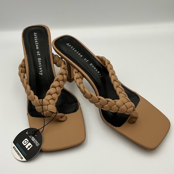 Articles Of Society Sandals Size 9 Tan Braided Heels - Picture 4 of 7